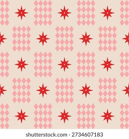 Seamless star diamond pattern in soft pastel decorative style