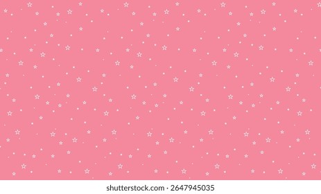 Seamless star outline pattern on pink background. Cute pastel celestial vector for baby shower design, kids wallpaper, nursery decor, fabric print, or wrapping paper.