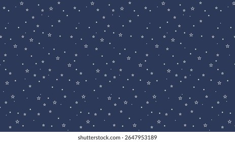 Seamless star outline pattern on dark blue background. Perfect for night sky themes, kids designs, wrapping paper, digital backgrounds, and dreamy celestial projects.