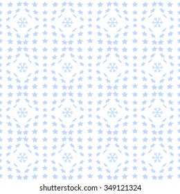 Seamless star Pattern. Abstract Vector Background. Spheres of stars and snowflakes in blue. Seamless Christmas Pattern. New year background. Geometric Pattern.Isometric backdrop.Vector Regular Texture
