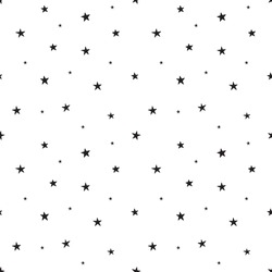 Seamless Star Pattern. Black And White Vector Illustration.