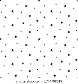 Seamless Star Pattern. Black and white vector illustration.