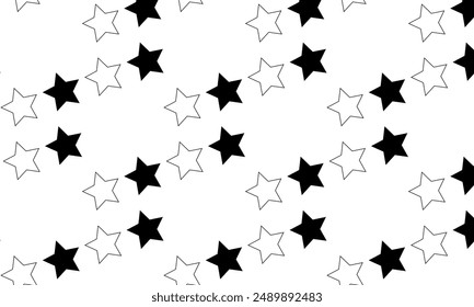 Seamless star pattern black and white. vector background patterns. 