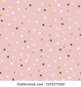 Seamless star pattern. Cute childish wallpaper with gold stars on a pink background