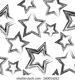 Seamless Star Pattern. Grunge Line Halftone Repeating Vector Abstract Background 