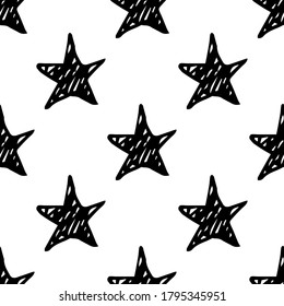 Seamless star pattern. Hand drawn sketch stars