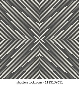Seamless Star Pattern. Monochrome Sacred Geometry Background. Decorative Cross Design