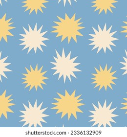 a seamless star pattern in a naive style with a beautiful color combination that can easily be changed to any other color