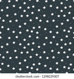 Seamless star pattern. Night sky repeat background. Scandinavian style.