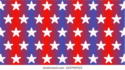 Seamless star pattern with red, white, and blue gradient background. Patriotic and modern.