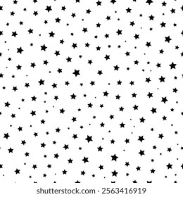Seamless Star pattern retro background. Chaotic elements. Repeating background from stars. Effect of sky. Design template for wallpaper, wrapping, textile. EPS Vector illustration