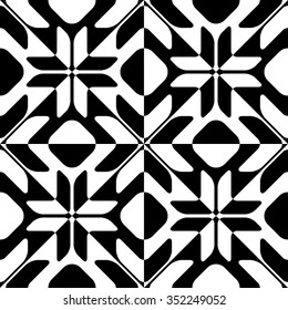 Seamless Star Pattern. Vector Black and White Background. Regular Texture