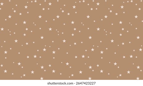 Seamless star pattern with white stars on warm brown background. Perfect for nursery design, kids apparel, wrapping paper, party decorations, celestial themes, and dreamy digital projects.