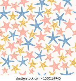 Seamless starfish pattern. Summer background