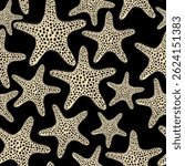 Seamless starfish pattern. Summer marine animal background design. Seamless vector starfish pattern. Marine design. Summer ocean pattern for textile, wallpaper, fabric and interior design.