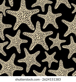Seamless starfish pattern. Summer marine animal background design. Seamless vector starfish pattern. Marine design. Summer ocean pattern for textile, wallpaper, fabric and interior design.