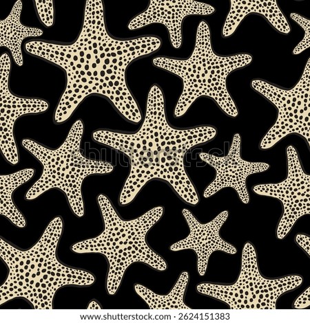 Seamless starfish pattern. Summer marine animal background design. Seamless vector starfish pattern. Marine design. Summer ocean pattern for textile, wallpaper, fabric and interior design.