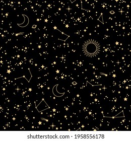 seamless starry cosmos with stars and constellations