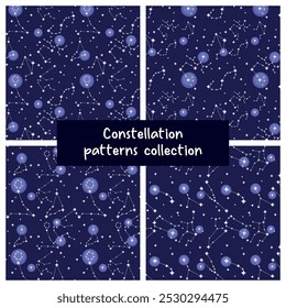 Padrão de vetor da constelação do céu estrelado sem emenda - Coleção cósmica