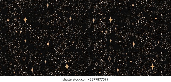 Seamless starry sky pattern. Night sky. Illustration of space.
