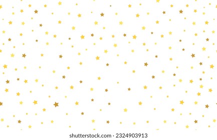 Seamless stars background. Gold stars pattern. Yellow glitter confetti.