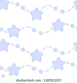 Seamless stars background. Vector. Baby style. Blue