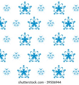 Seamless stars and flowers background, vector illustration
