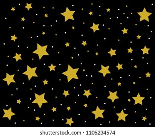 Seamless stars galaxy pattern on black background. Vector.