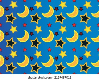 Seamless Stars and Moon Vector
