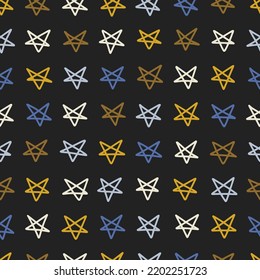 Seamless stars pattern. Abstract background with hand drawn doodle shapes.