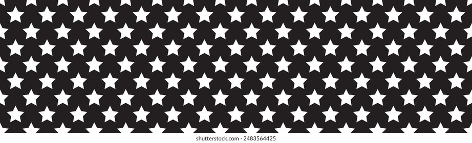 Patrón de estrellas sin costura. Bandera estadounidense sobre fondo negro.