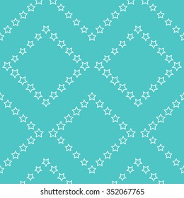 Seamless stars Pattern. Seamless beads pattern. Abstract Vector Background. Garlands of stars. Christmas Pattern. New year turquoise background. Geometric Pattern. Wavy backdrop.Vector Regular Texture