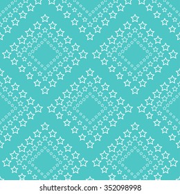 Seamless stars Pattern. Seamless beads pattern. Abstract Vector Background. Garlands of stars. Christmas Pattern. New year turquoise background. Geometric Pattern. Wavy backdrop.Vector Regular Texture