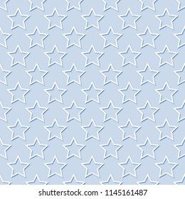 Seamless stars pattern. Blue and white background. Vector eps10