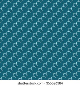 Seamless stars pattern. Circle pattern. Garlands of stars. Beads pattern. Dotted. Abstract Vector Background. Christmas Pattern. New year dark background. Geometric Pattern. Vector Regular Texture