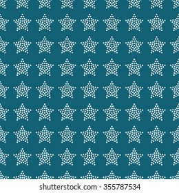 Seamless stars pattern. Circle pattern. Garlands of stars and circles. Beads pattern. Abstract Background. Christmas Pattern. New year dark background. Mosaic.Geometric Pattern. Vector Regular Texture