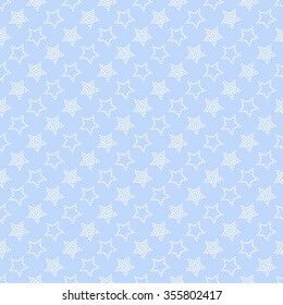 Seamless stars pattern. Circle pattern. Garlands of stars and circles. Beads pattern. Abstract Background. Christmas Pattern. New year blue background. Mosaic.Geometric Pattern. Vector Regular Texture