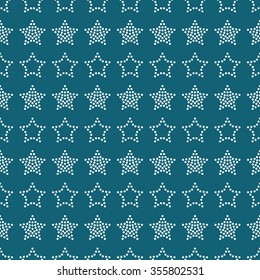 Seamless stars pattern. Circle pattern. Garlands of stars and circles. Beads pattern. Abstract Background. Christmas Pattern. New year dark background. Mosaic.Geometric Pattern. Vector Regular Texture