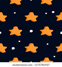 Seamless stars pattern with creative childish drawing style. Vector illustration for baby fashion textile with star multicolor ready for print.