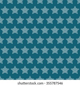 Seamless stars pattern. Dotted star shapes in garlands. Christmas beads pattern. Pattern of garlands. Vector Regular Texture