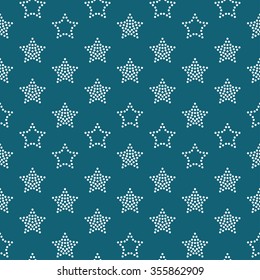 Seamless stars pattern. Dotted star shapes in garlands. Christmas beads pattern. Pattern of garlands. Chevrons of stars. Vector Regular Texture
