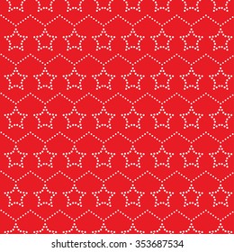 Seamless stars pattern. Garlands of stars. Seamless circle pattern. Beads Zigzag pattern. Abstract Background. Christmas Pattern. New year red background. Geometric Pattern. Vector Regular Texture