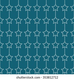 Seamless stars pattern. Garlands of stars. Seamless circle pattern. Beads pattern. Abstract Vector Background. Christmas Pattern. New year turquoise background.Geometric Pattern.Vector Regular Texture