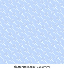 Seamless stars pattern. Garlands of stars. Seamless circle pattern. Beads Zigzag pattern. Abstract Background. Christmas Pattern. New year blue background.Geometric Pattern.Vector Regular Texture
