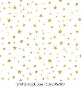 Seamless stars pattern gold yellow color on white background