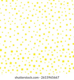 Seamless stars pattern gold yellow color on white background