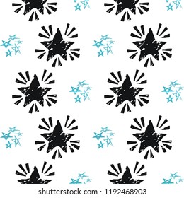 Seamless stars pattern, hand drawn sketch, cute vector illustration. Background in doodle style. Black ink symbols Isolated on white. For textile print, fabric, wrapping paper