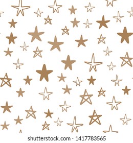 Seamless stars pattern. Hand drawn star doodles texture background.