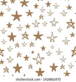 Seamless stars pattern. Hand drawn star doodles texture background.