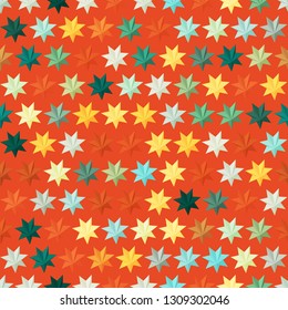 Seamless stars pattern. Holiday background with colorful shapes. Design element for fabric, wrapping.
